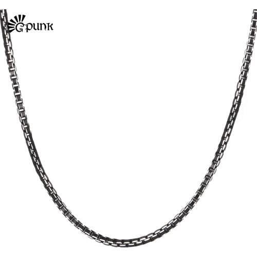 Black Box Chain 3mm Trendy Necklace For Men High Quality Mens Boys Jewelry Wholesale Aluminium Alloy 3 Size N204G