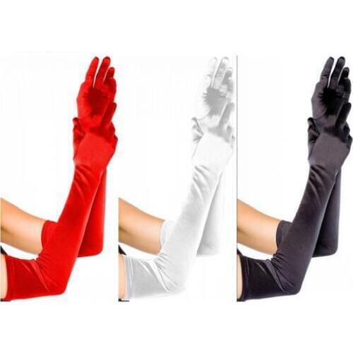 Elbow Length Long Black Women Dance Gloves Spandex Thin Elastic Lady Princess Party Glove With Finger 2018