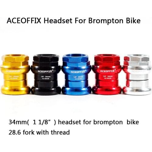 For Brompton Bike 34mm 75g Ultralight Bicycle External Headset 1 1/8" (28.6mm) Fork Bearings Headset with Thread