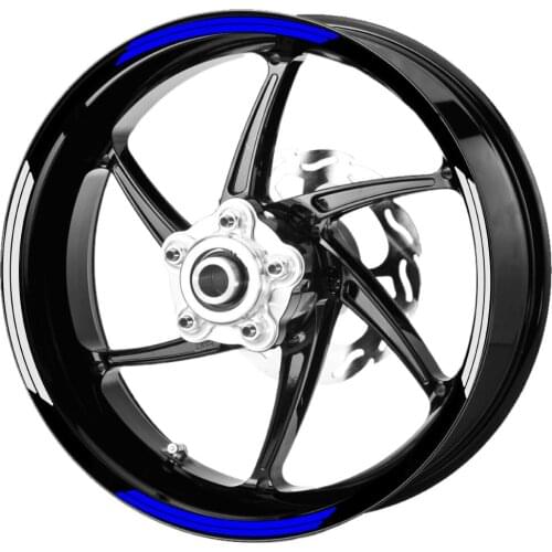 Double Stripe Two Color Design Reflective Blue White Rim Tape Wheel Stripes Decals Sticker for Universal Motocycle CinarExtreme