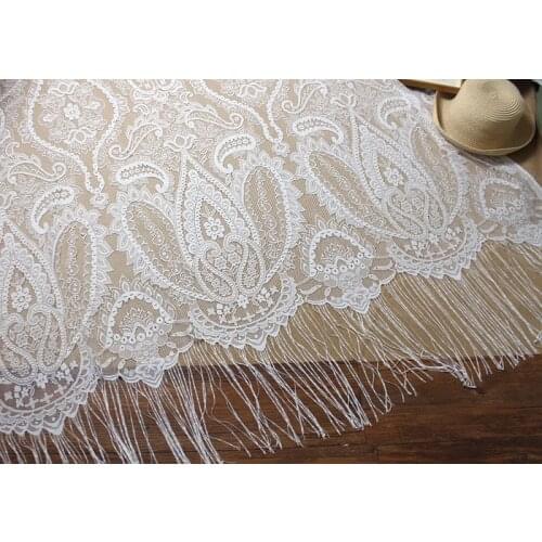 Export tassel smile face lace fabric width 1.3 meters long 1.5 meters clothing shawl beach skirt cloth curtain decorative