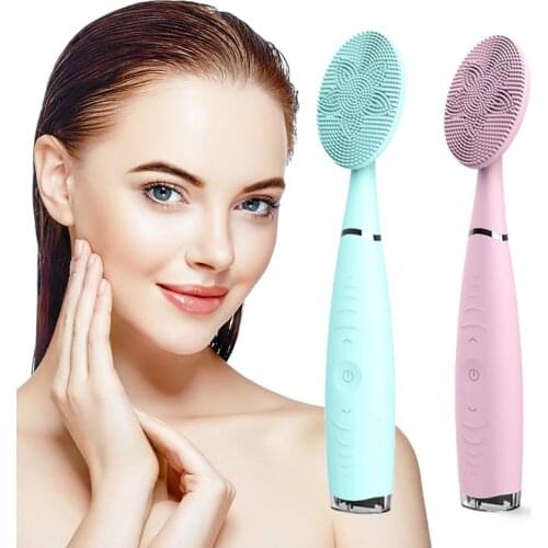 Electric Cleaning Brush Facial Cleaning Brush Handheld Silicone Waterproof Pore Cleaner Nursing Skin Massager Cleaning Brush