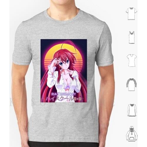 Rias Gremory Dxd Retro 80S T Shirt Diy Big Size Cotton Rias Gremory Highscooldxd Kawaii Japanese Japan Akeno School Anime