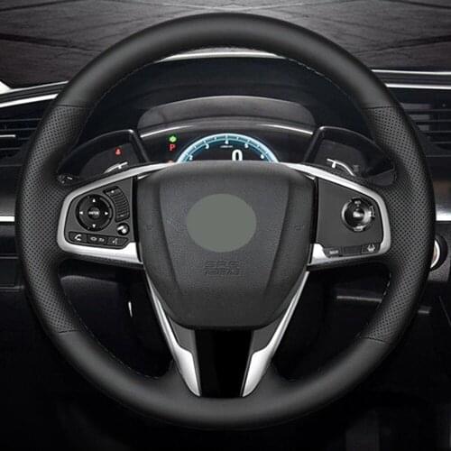 Car Steering Wheel Cover Black Artificial Leather For Honda Civic Civic 10 2016-2019 CRV CR-V 2017-2019 Clarity 2016-2018