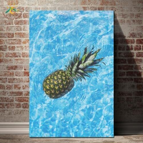 Watercolor Fruit Pineapple Picture Canvas Art Prints Scroll Painting Frame Wall Art For Living Room Nordic Style Home Decoration