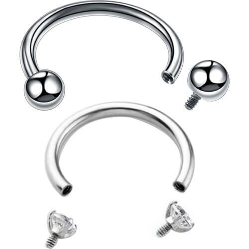 1Pc Surgical Steel Internally Thread Ball Horseshoe Rings Piercing Ear Tragus Eyebrow Lip Ring Nose Hoop Septum Jewelry