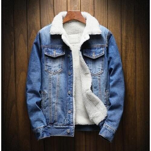 Winter Men Jean Jackets Plus Size 6XL Blue Black Thick Warm Denim Coats Men Slim Padded Jacket Velvet Liner Winter Denim Jackets