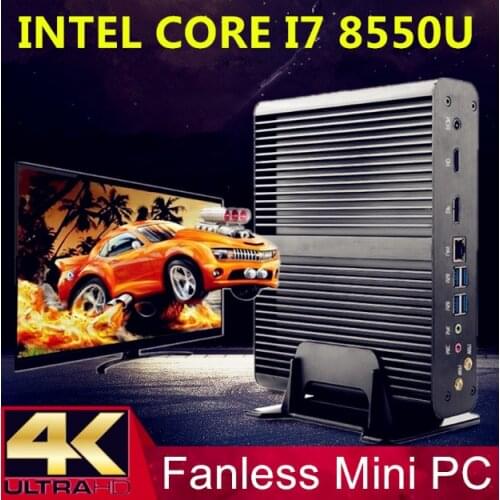 Eglobal Newest Fanless Mini PC with 8th Gen CPU i7 8550U Quad Core Mini Computer Plus DP HDMI SD windows HTPC Nettop 8MB Cache