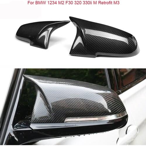 For BMW 1234 M2 F30 320 330li M Retrofit M3 New Mirror Cover Real Carbon Fiber Rearview Mirror Shell Mirror Shell Horn Cover