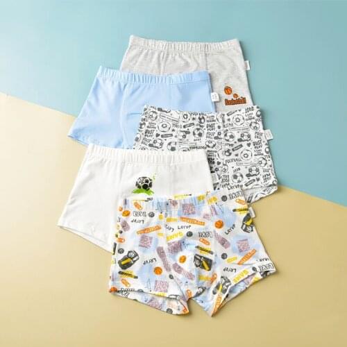 New Arrival 5Pcs/lot Boys Underwear Cute Football Print Panties Pack for Toddler Baby Kids Cotton White Shorts Teenage Underpant