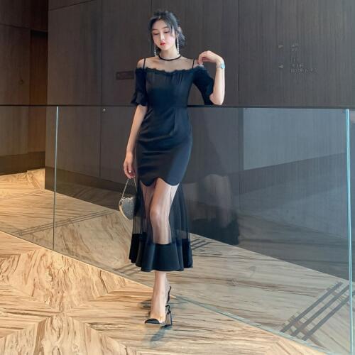 Office Lady Bandage Sexy Party Dress Short Sleeve O Neck High-end Women Dress Summer Mesh Patchwork Mermaid Dresses Vestidos