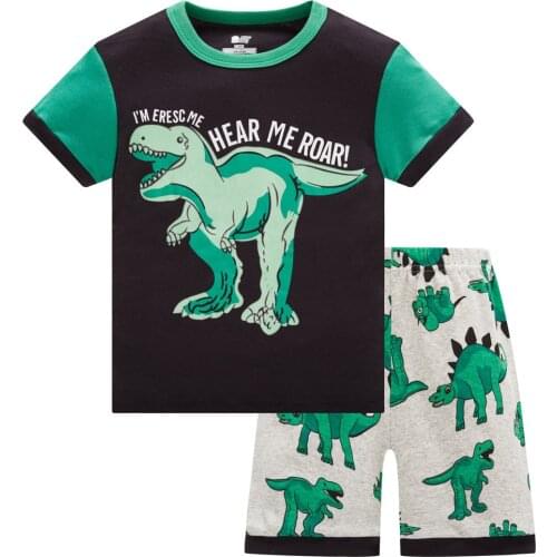 Summer Boy Girl Pajamas Set Cotton Dinosaur Cartoon Baby Pyjamas Boys Girls Clothes Childrens Sleepwear Kids Pijamas Set