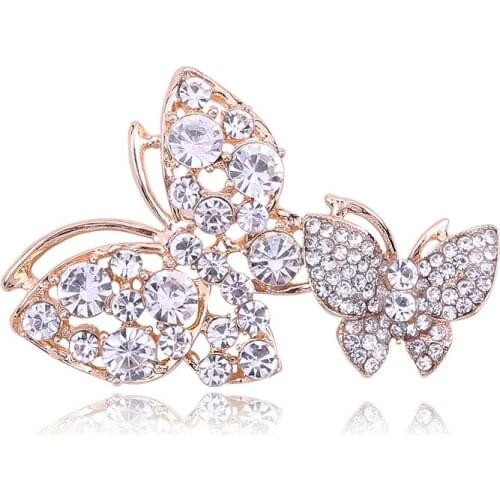 Straight for the European and American fashion atmosphere hollow-out set auger butterfly alloy brooch support custom