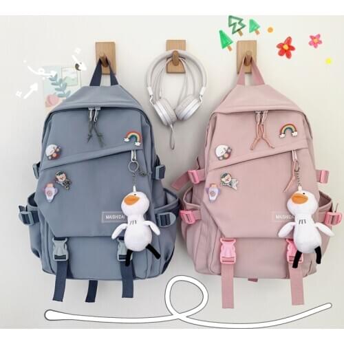 Large Capacity Cute Backpack Woman 2020 Ins Schoolbag for Teens Female Korean Harajuku High School Students Backpack Ladies Blue