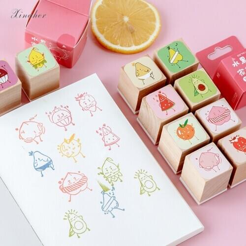 Cute fruits Strawberry avocado decoration stamp wooden rubber stamps for scrapbooking stationery DIY craft standard stamp