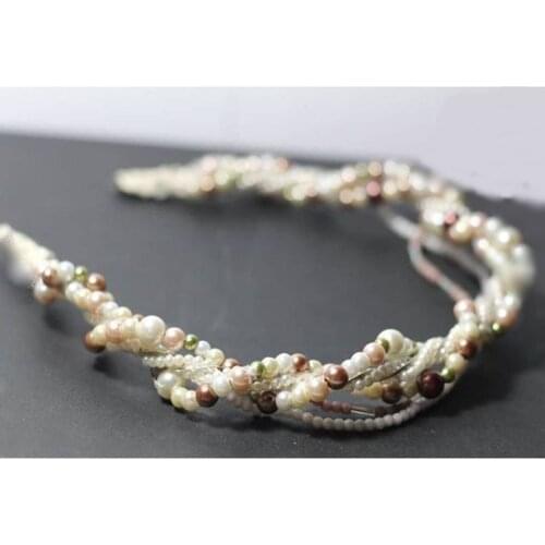 Vintage Soft Colors Bridal Tiara handmade Beads Embroidered
