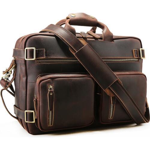 High-capacity Bussiness Men Handbags Genuine Leather Casual Totes Man Handbag 16 inch Portable Computer File Bags Shoulder Bag