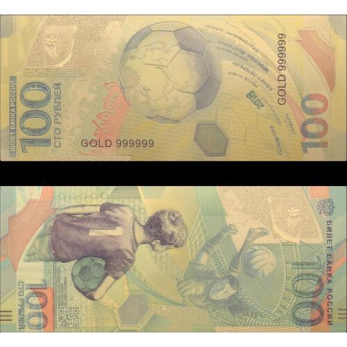 VNFURU New Products For 2018 Russia World Cup 100 Rubles Tickets in 24k Gold Plated as Souvenir Gift for Collection