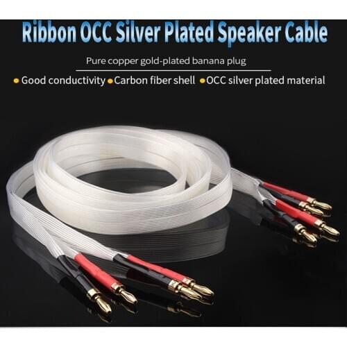 Fever Hi-end ribbon audio speaker cable OCC silver plated carbon fiber rhodium plated plug pure copper gold plated plug