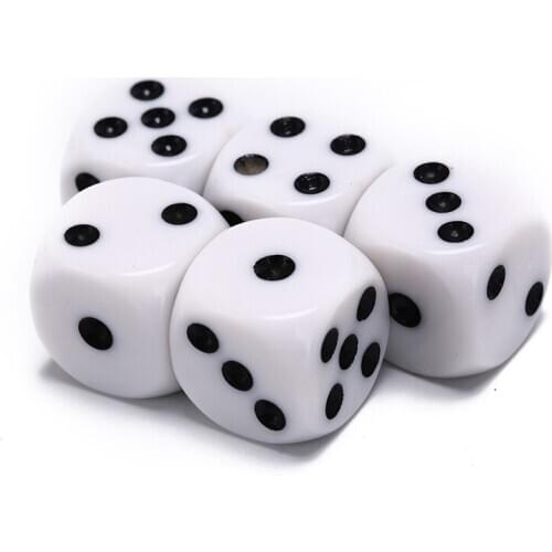 10mm/16mm Drinking Dice Acrylic White Round Corner Hexahedron Dice Club Party Table Playing Games RPG Dice Set 5Pcs/Lot