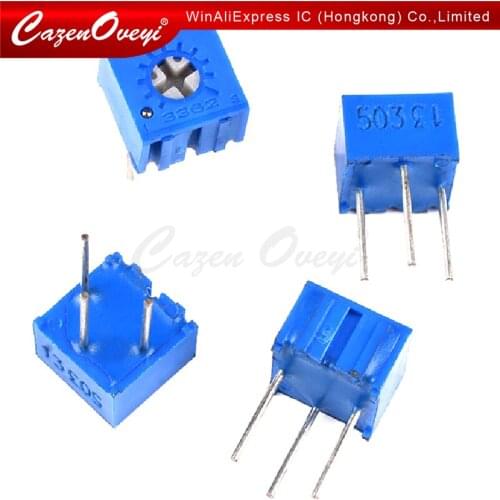 10pcs 3362P 101 201 501 102 202 502 103 203 503 104 204 504 105 Trimpo Trimmer Potentiometer 3362 500R 1K 2K 5K 10K 20K 50K 100K