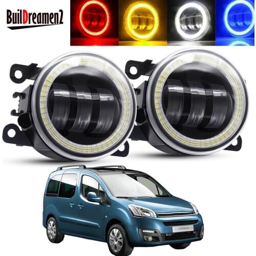 2 X Angel Eye Fog Light Assembly For Citroen Berlingo B9 2012-2015 Car Front Bumper LED Lens Fog Daytime Running Lamp DRL 12V