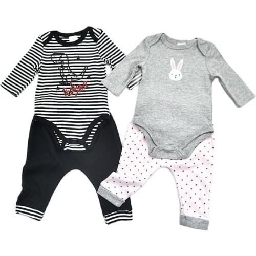 2 Pieces/Set 0-12M Clothing Sets Newborn Baby Girl Clothes Bodysuit+Trousers Cotton Infant Boys Suit Babies Outfit Casual Spring
