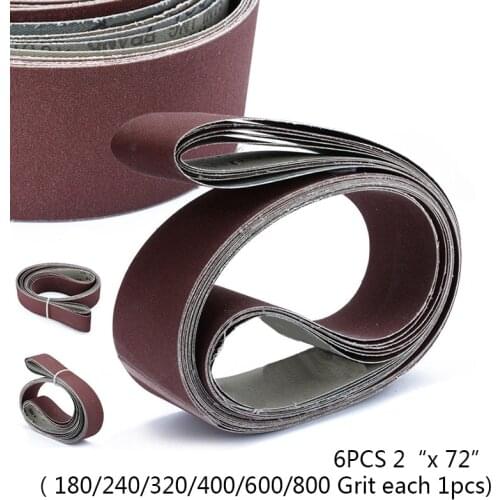 6Pcs 182CM 180/240/320/400/600/800 Grit Sanding Belts Sandpaper Abrasive Bands For Wood Ceramics Soft Metal Polishing