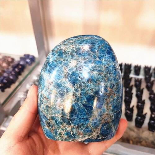 600-1000g Super Big Beautiful Natural Blue Apatite Quartz Crystal StandStone healing decor