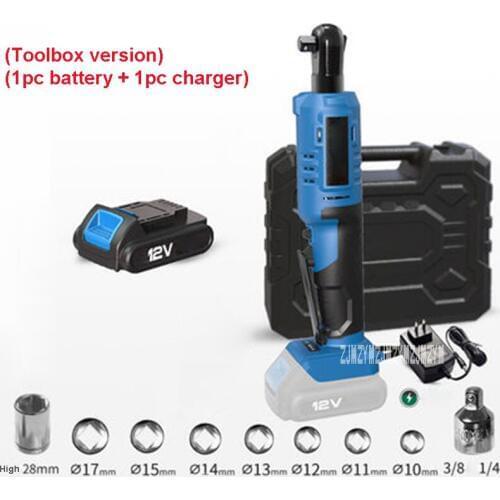 DR-D09 Electric Ratchet Wrench 12V / 2000mAh Lithium-Ion Battery Rechargeable Electric Wrench Kit Angle Wrench Tool 220V 45N.m
