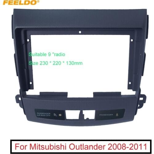 FEELDO Car Stereo 2Din Fascia Frame Adapter For Mitsubishi Outlander 9" Big Screen Audio Dash Fitting Panel Frame Kit