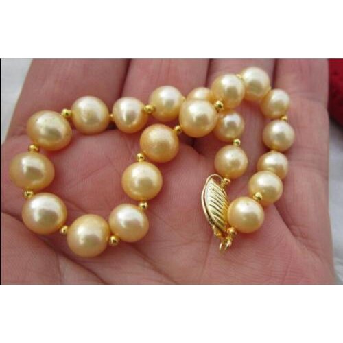 AAA+ 8-9mm NATURAL GOLDEN SOUTH SEA PEARL BRACELET 7.5-8 14K/20 Gold