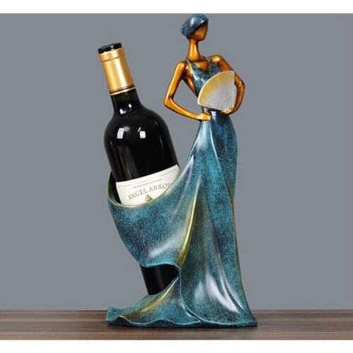Wine Bottle Holder Female Character Elegant Lady Resin Wine Rack Display Home Decorations For Single Tall Drink Bottle