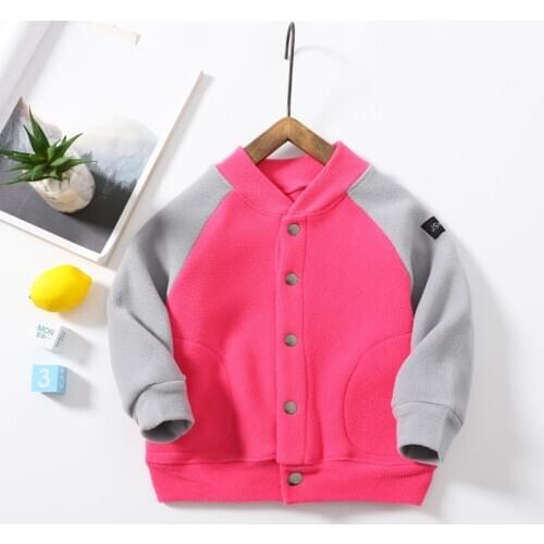 New Fashion Baby Clothes Girls Print Cartoon Clothes Blue Pink Coral Fleece Jacket For Girls Outerwear Boys Clothes For 3-8 Ag