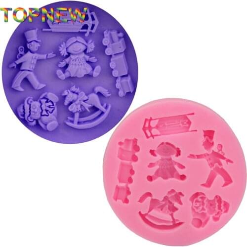 DIY Kids Paradise Toy Doll Train Cake Molds Fondant Silicone Chocolate Silicone Moulds Candy Pastry Tools Bakeware FDA C1752