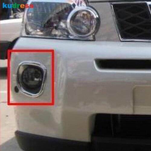 For Nissan X-trail 2007-2011 ABS Chrome Front Fog light Lamp Cover Trim Shade Frame 2 PCS auto model