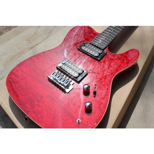 Free shipping custom 6 string guitar,red guitar,qulited maple veneer HH pickups,basswood body,HH pickups,neck set in body