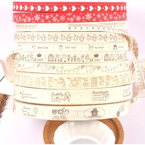 5Yards/lot Printed Cotton Ribbons For Crafts Supplies Handmade DIY Christmas Decoration Sewing Wrapping Gift Accessories 15-23mm