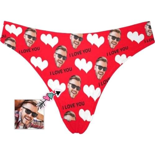 Custom Face Photo Underwear Double Love Briefs Personalized Women Bikini Classic Thong Lingerie Unique Anniversary Gifts for Her