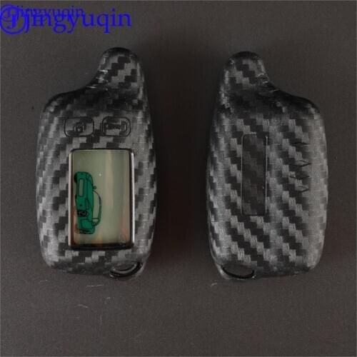 Jingyuqin Carbon Silicone Case KeyChain For Tomahaw Tw9010 TW9030 For Russian 2-way Alarm System Alarm Key Fob