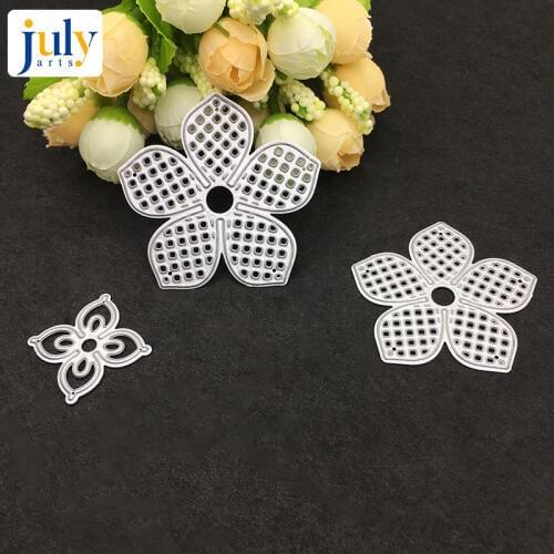 Julyarts Carbon Steel Material 3pcs Flowers Cutting For DIY Scrapbooking Embossing Silver Metal Cutting Dies Creative Craft Dies