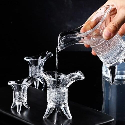 Chinese Antique Emperors Glass Wine Glass Set Home Whiskey Transparent Glass Shot Glass Creativity Barware Set Gifts for Friends