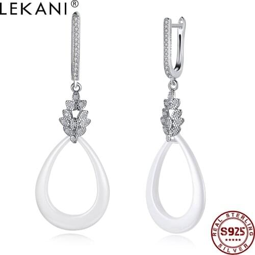 LEKANI Earrings For Women 925 Sterling Silver Hollow Water Drop Earring Dangle Fine Jewelry Anniversary Gift Send Girlfriend