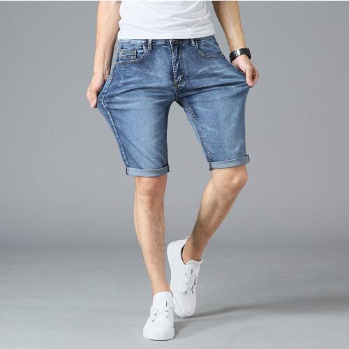 Summer Mens Shorts Stretch Casual Lightweight Blue Denim Jeans Short Bermuda Size 33 34 35 36 38 40 42 44 46 Shorts