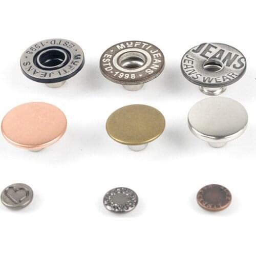 Gun metal plated brass rivet nails for jeans button with custom logo rivets button for jeans