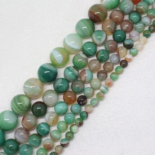 Mini.order is $7! 4-16mm Green Apple Granny Smith Multicolor Stripe banded Agates Onyx Round DIY Loose Beads 15"