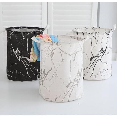 Marble Striped Storage Basket Large Folding Laundry Hoppet Dirty Clothes Kids Toys Custody Bag Home Closet Organizing Container