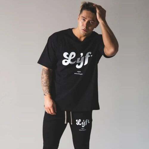 2021 Mens Summer Bodybuilding cotton Short sleeve t shirt Gyms Fitness shirts male casual workout black tee tops clothing