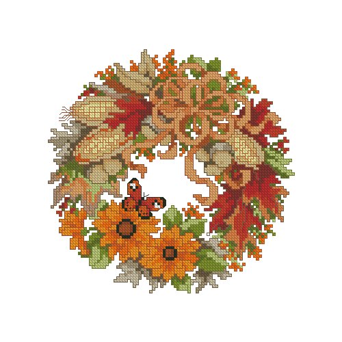 Cross stitch Handmade 14CT Counted Canvas DIY,Cross-stitch kits,Embroidery Four Seasons Garland-Autumn of Butterflies and Birds
