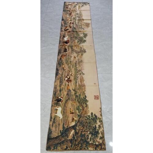 3M Super size Chinese Folk Silk Embroidery All the Pretty Horses Thangka Tangka Painting Mural